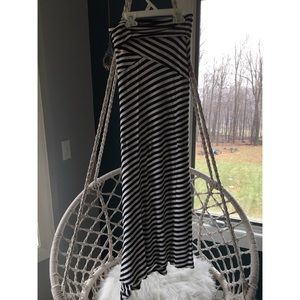 Black and white striped maxi skirt